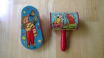 Vintage Metal Handheld Noise Makers Lot Of Two US Metal Toy MFG Co