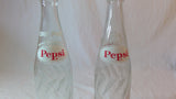 Vintage Pepsi Cola 16 Fl Oz Clear Glass Bottle Set Of Two